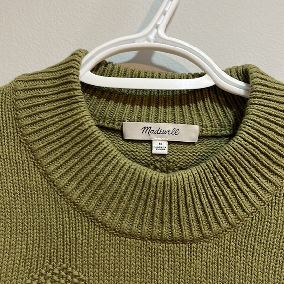 Madewell Eaton Dotted Puff Sleeve Cotton & Merino Yarn Pullover Sweater - Picture 6 of 8